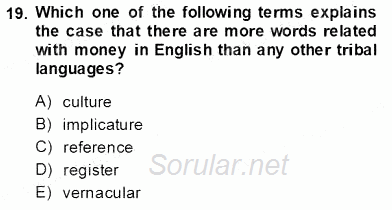Dilbilim 2 2013 - 2014 Tek Ders Sınavı 19.Soru