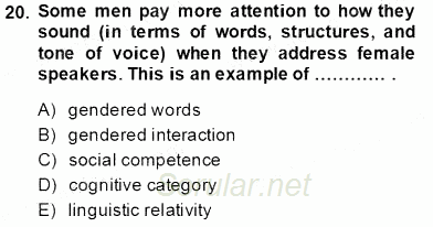 Dilbilim 2 2013 - 2014 Tek Ders Sınavı 20.Soru