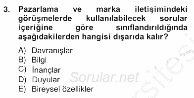 Marka İletişiminde Analiz ve Araştırma 2 2012 - 2013 Ara Sınavı 3.Soru