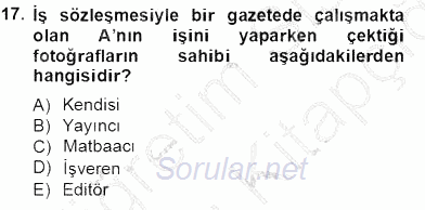 Fotoğrafın Kullanım Alanları 2013 - 2014 Tek Ders Sınavı 17.Soru