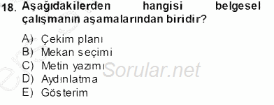 Fotoğrafın Kullanım Alanları 2013 - 2014 Tek Ders Sınavı 18.Soru