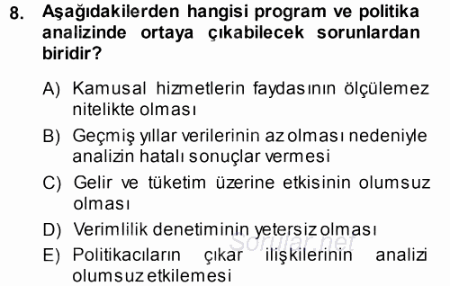 Devlet Bütçesi 2013 - 2014 Dönem Sonu Sınavı 8.Soru