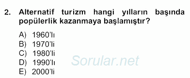 Alternatif Turizm 2012 - 2013 Ara Sınavı 2.Soru