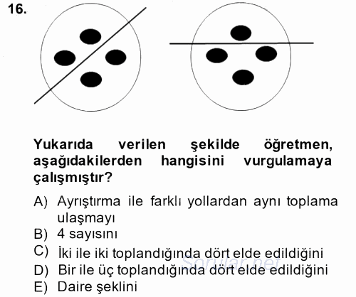 Okulöncesinde Matematik Eğitimi 2013 - 2014 Dönem Sonu Sınavı 16.Soru