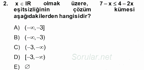 Okulöncesinde Matematik Eğitimi 2013 - 2014 Dönem Sonu Sınavı 2.Soru