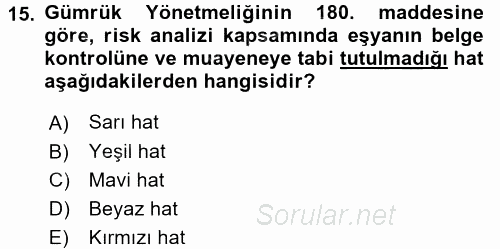 Dış Ticarette Bilgisayar Uygulamaları 2016 - 2017 Dönem Sonu Sınavı 15.Soru