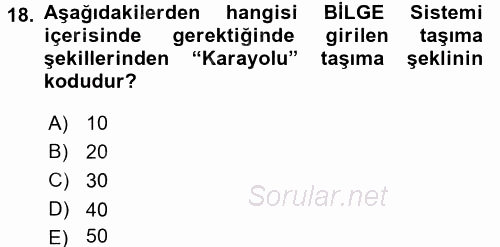 Dış Ticarette Bilgisayar Uygulamaları 2016 - 2017 Dönem Sonu Sınavı 18.Soru