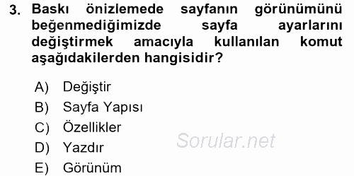 Dış Ticarette Bilgisayar Uygulamaları 2016 - 2017 Dönem Sonu Sınavı 3.Soru