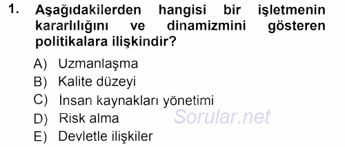 Perakende Yönetimi 2012 - 2013 Dönem Sonu Sınavı 1.Soru