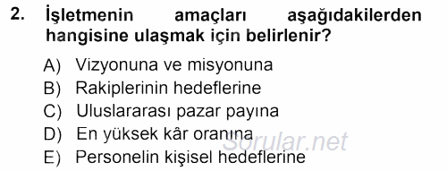 Perakende Yönetimi 2012 - 2013 Dönem Sonu Sınavı 2.Soru