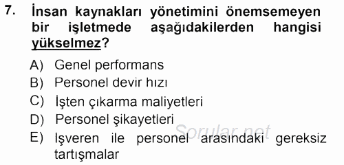 Perakende Yönetimi 2012 - 2013 Dönem Sonu Sınavı 7.Soru