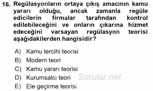 Sanayi Ekonomisi 2017 - 2018 Dönem Sonu Sınavı 16.Soru