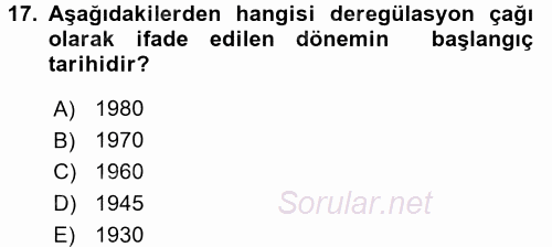 Sanayi Ekonomisi 2017 - 2018 Dönem Sonu Sınavı 17.Soru