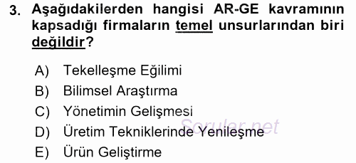 Sanayi Ekonomisi 2017 - 2018 Dönem Sonu Sınavı 3.Soru