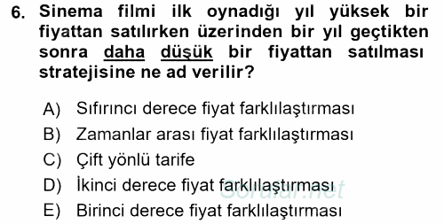 Sanayi Ekonomisi 2017 - 2018 Dönem Sonu Sınavı 6.Soru