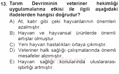 Veteriner Hizmetleri Mevzuatı ve Etik 2012 - 2013 Dönem Sonu Sınavı 13.Soru