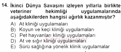 Veteriner Hizmetleri Mevzuatı ve Etik 2012 - 2013 Dönem Sonu Sınavı 14.Soru