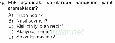 Veteriner Hizmetleri Mevzuatı ve Etik 2012 - 2013 Dönem Sonu Sınavı 16.Soru