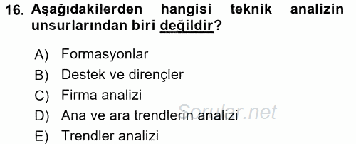 Portföy Yönetimi 2015 - 2016 Tek Ders Sınavı 16.Soru