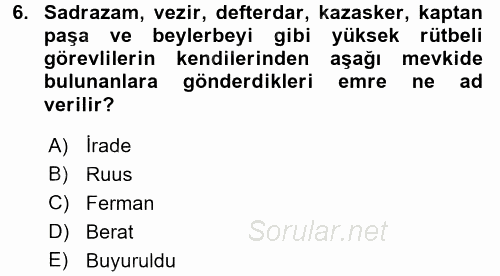 Osmanlı Türkçesi Metinleri 2 2017 - 2018 Ara Sınavı 6.Soru