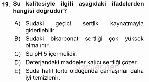 Otel İşletmelerinde Destek Hizmetleri 2015 - 2016 Tek Ders Sınavı 19.Soru