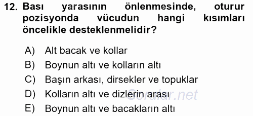 Yaşlı Bakımı İlke Ve Uygulamaları 2016 - 2017 Ara Sınavı 12.Soru