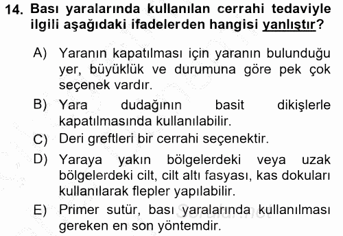 Yaşlı Bakımı İlke Ve Uygulamaları 2016 - 2017 Ara Sınavı 14.Soru