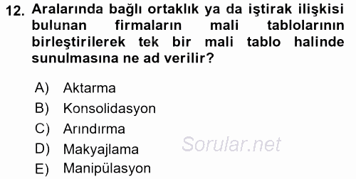 Bankalarda Kredi Yönetimi 2017 - 2018 Ara Sınavı 12.Soru