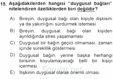 Aile İçi Uyumlu Etkileşim 2016 - 2017 Ara Sınavı 15.Soru