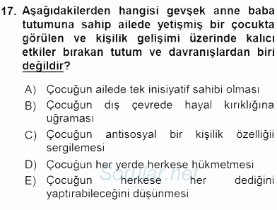 Aile İçi Uyumlu Etkileşim 2016 - 2017 Ara Sınavı 17.Soru
