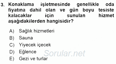 Konaklama İşletmelerinde Muhasebe Uygulamaları 2015 - 2016 Ara Sınavı 3.Soru