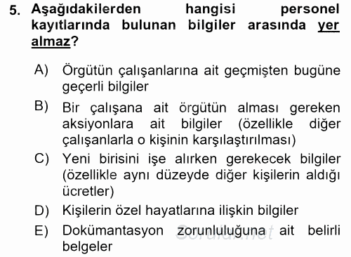 Sağlık Kurumları Yönetimi 1 2017 - 2018 Dönem Sonu Sınavı 5.Soru