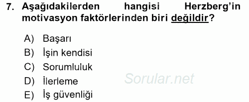 Sağlık Kurumları Yönetimi 1 2017 - 2018 Dönem Sonu Sınavı 7.Soru