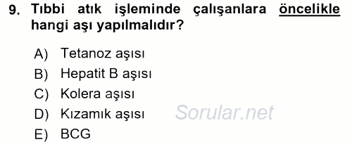 Sağlık Kurumları Yönetimi 1 2017 - 2018 Dönem Sonu Sınavı 9.Soru