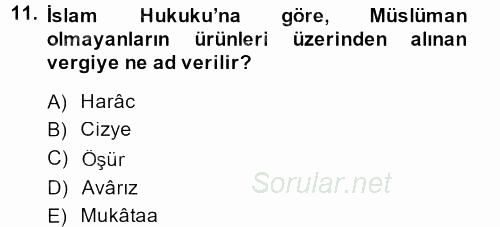 Genel Uygarlık Tarihi 2013 - 2014 Dönem Sonu Sınavı 11.Soru