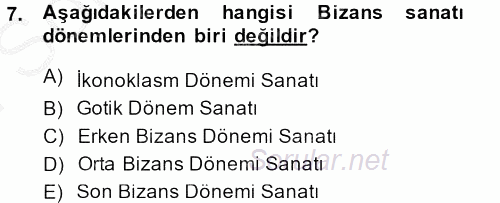 Genel Uygarlık Tarihi 2013 - 2014 Dönem Sonu Sınavı 7.Soru