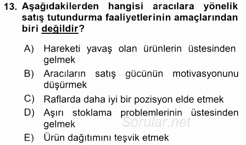 Bütünleşik Pazarlama İletişimi 2015 - 2016 Ara Sınavı 13.Soru