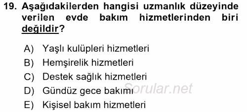 Aile Sağlığı 2015 - 2016 Tek Ders Sınavı 19.Soru