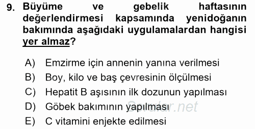 Aile Sağlığı 2015 - 2016 Tek Ders Sınavı 9.Soru