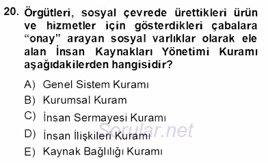 Türk Eğitim Sistemi Ve Okul Yönetimi 2013 - 2014 Dönem Sonu Sınavı 20.Soru