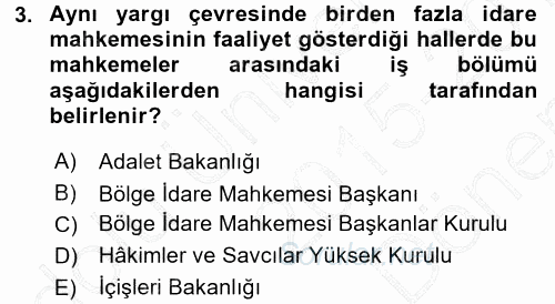 Yargı Örgütü Ve Tebligat Hukuku 2015 - 2016 Dönem Sonu Sınavı 3.Soru