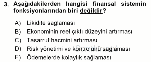 Finansal Ekonomi 2015 - 2016 Tek Ders Sınavı 3.Soru