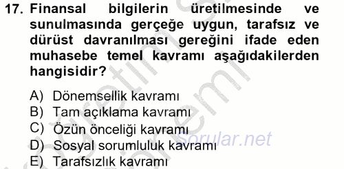 Lojistik Maliyetleri ve Raporlama 2 2014 - 2015 Ara Sınavı 17.Soru
