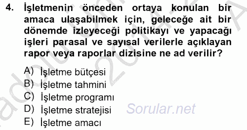 Lojistik Maliyetleri ve Raporlama 2 2014 - 2015 Ara Sınavı 4.Soru