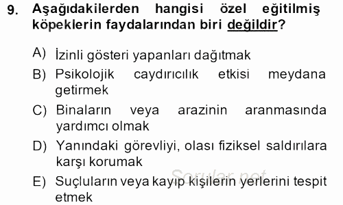 Özel Güvenlik Hizmetlerinde Güvenlik Önlemleri 2013 - 2014 Ara Sınavı 9.Soru