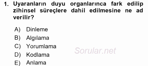 Kültürlerarası İletişim 2016 - 2017 Ara Sınavı 1.Soru