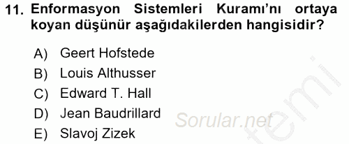 Kültürlerarası İletişim 2016 - 2017 Ara Sınavı 11.Soru