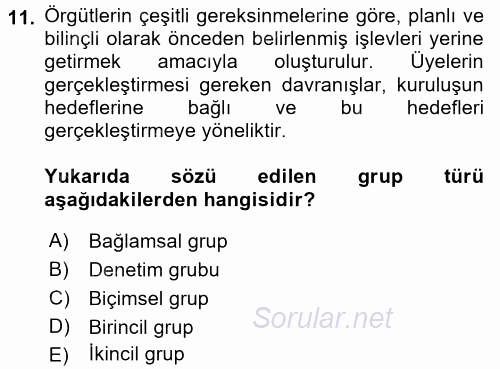 Toplantı Ve Sunu Teknikleri 2017 - 2018 Dönem Sonu Sınavı 11.Soru