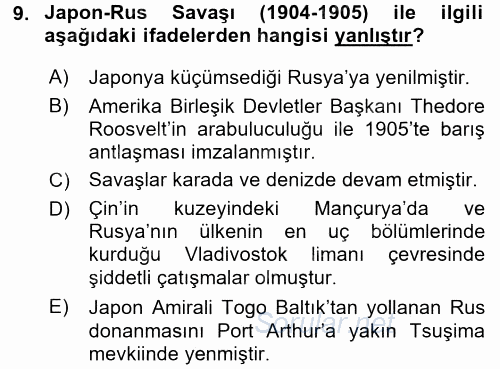 Rusya Tarihi 2015 - 2016 Dönem Sonu Sınavı 9.Soru