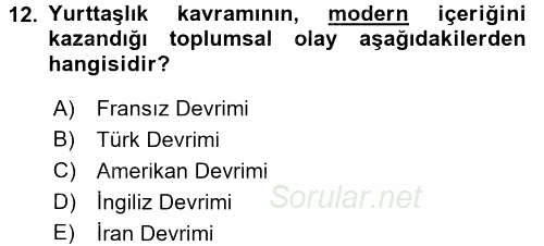 Medya Siyaset Kültür 2016 - 2017 Ara Sınavı 12.Soru